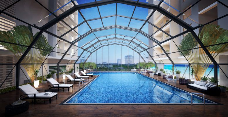 Bể bơi mái vòm tại chung cư Sky Park Residence