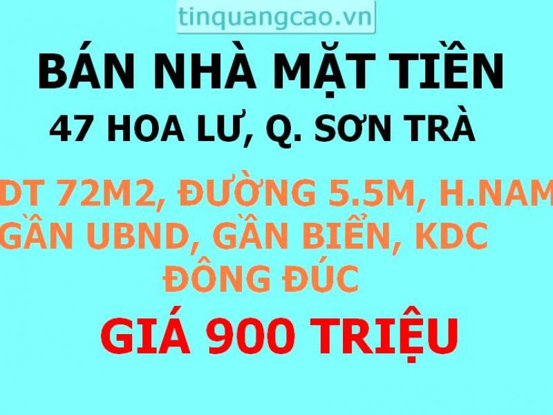Bán nhà cấp 4 mặt tiền 47 đường Hoa Lư, khu TĐC phường Nại Hiên Đông, quận Sơn Trà. 
