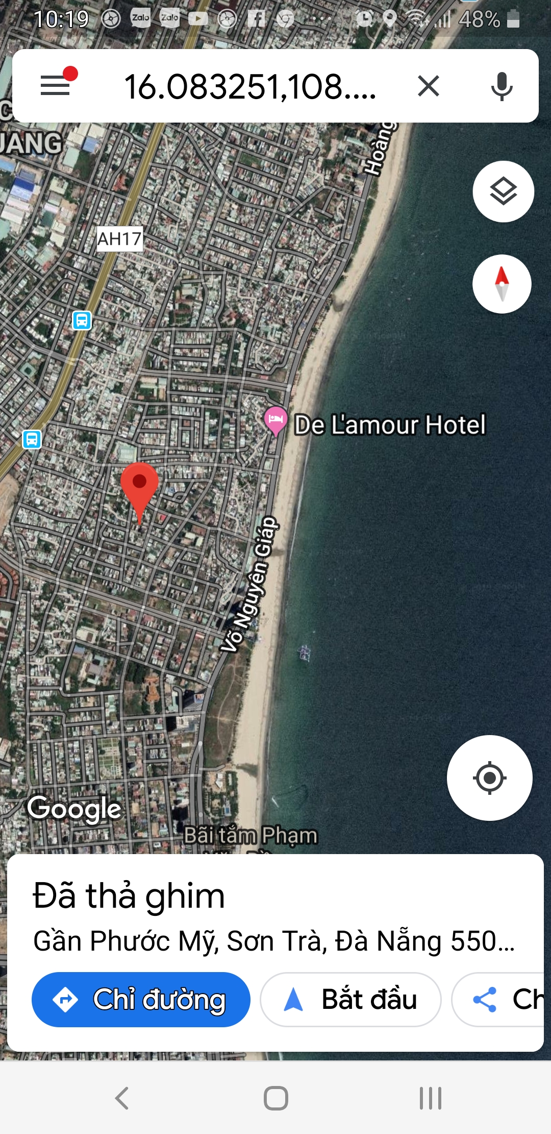 Bán lô đất biển vuông đẹp mặt tiền 5.5 mét đường Lê Lâm , khu biển Mỹ Khê , kẹp cống,  sát lô góc là khách sạn Iris 