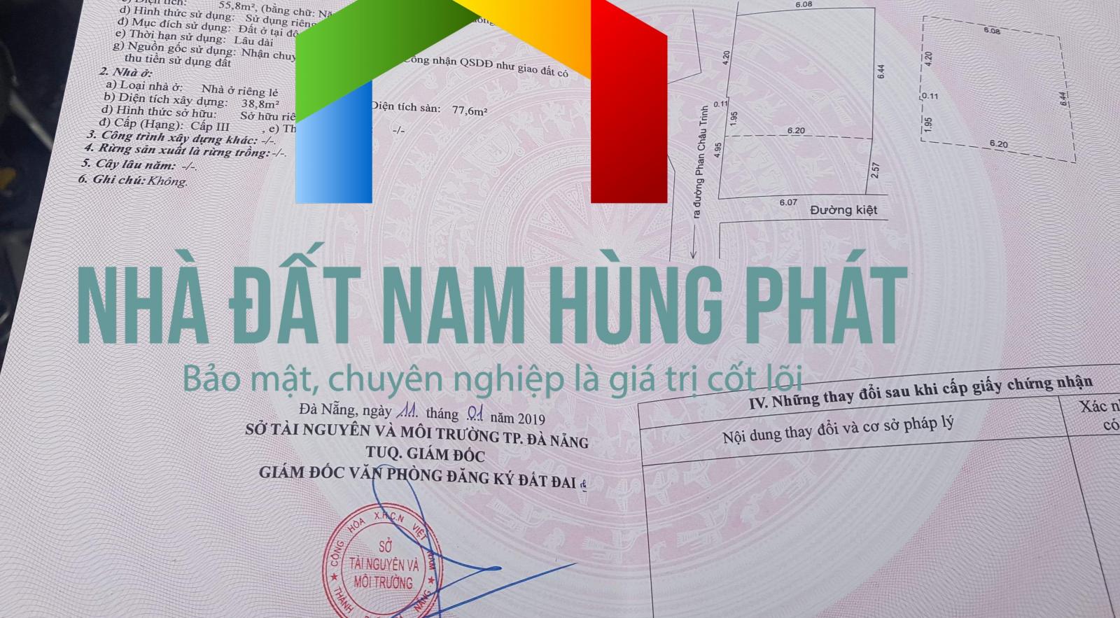 Bán nhà riêng tại Đường Phan Chu Trinh, Phường Phước Ninh, Hải Châu, Đà Nẵng diện tích 55.8m2 giá 2.88 Tỷ