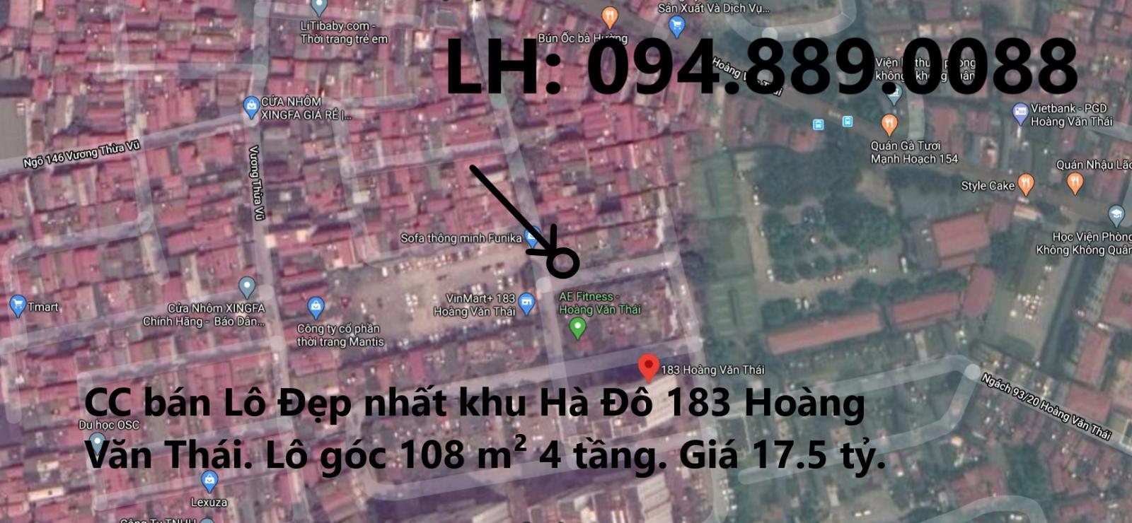 Chuyển nhà né dịch CORONA, CC bán gấp căn góc đẹp nhất khu liền kề Hà Đô 183 Hoàng Văn Thái, Q.Thanh Xuân. 17.5 tỷ