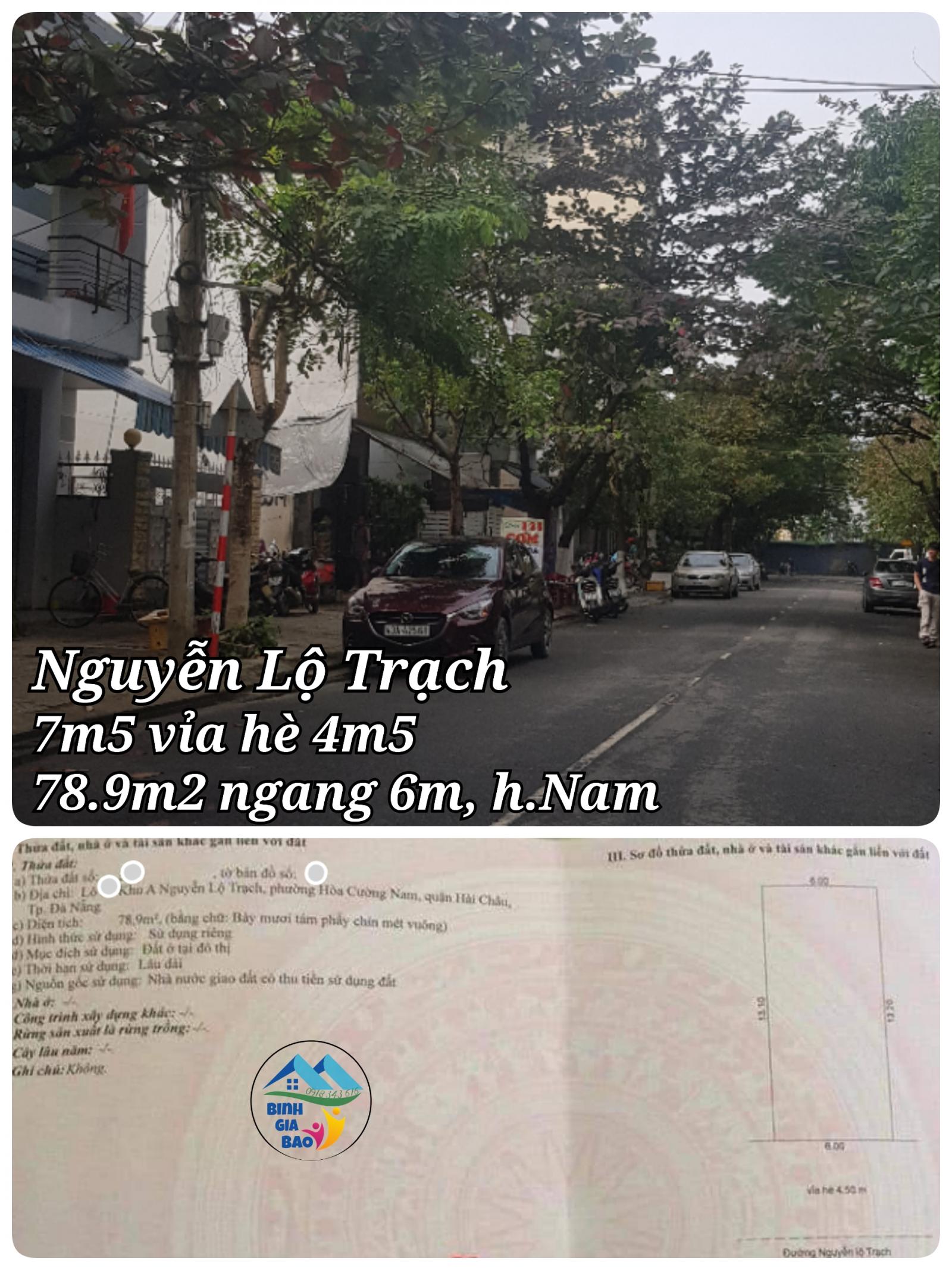 Lô ngang 6m, đường Nguyễn Lộ Trạch 7m5