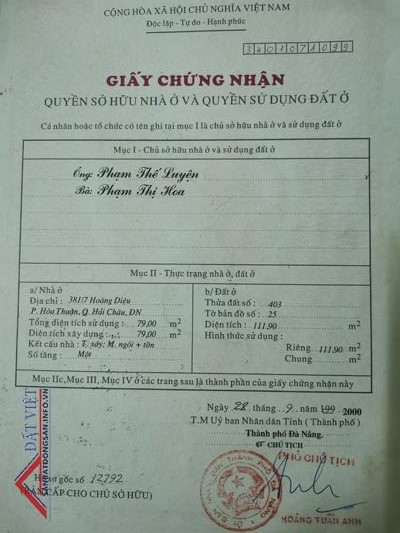 Chính chủ cần bán căn nhà ở trung tâm quận Hải Châu, Đà Nẵng.