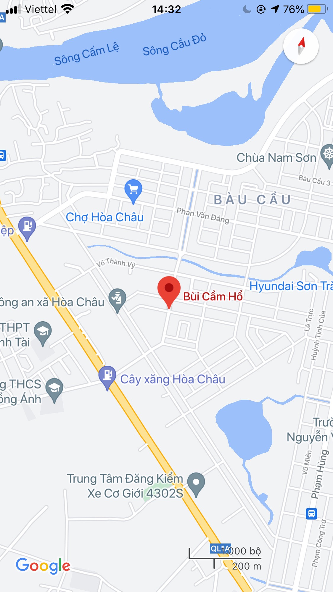 Bán đất đường Bùi Cẩm Hổ, Phường Hòa Châu, Quận Hòa Vang. DT: 100 m2. Giá: 2.45 tỷ