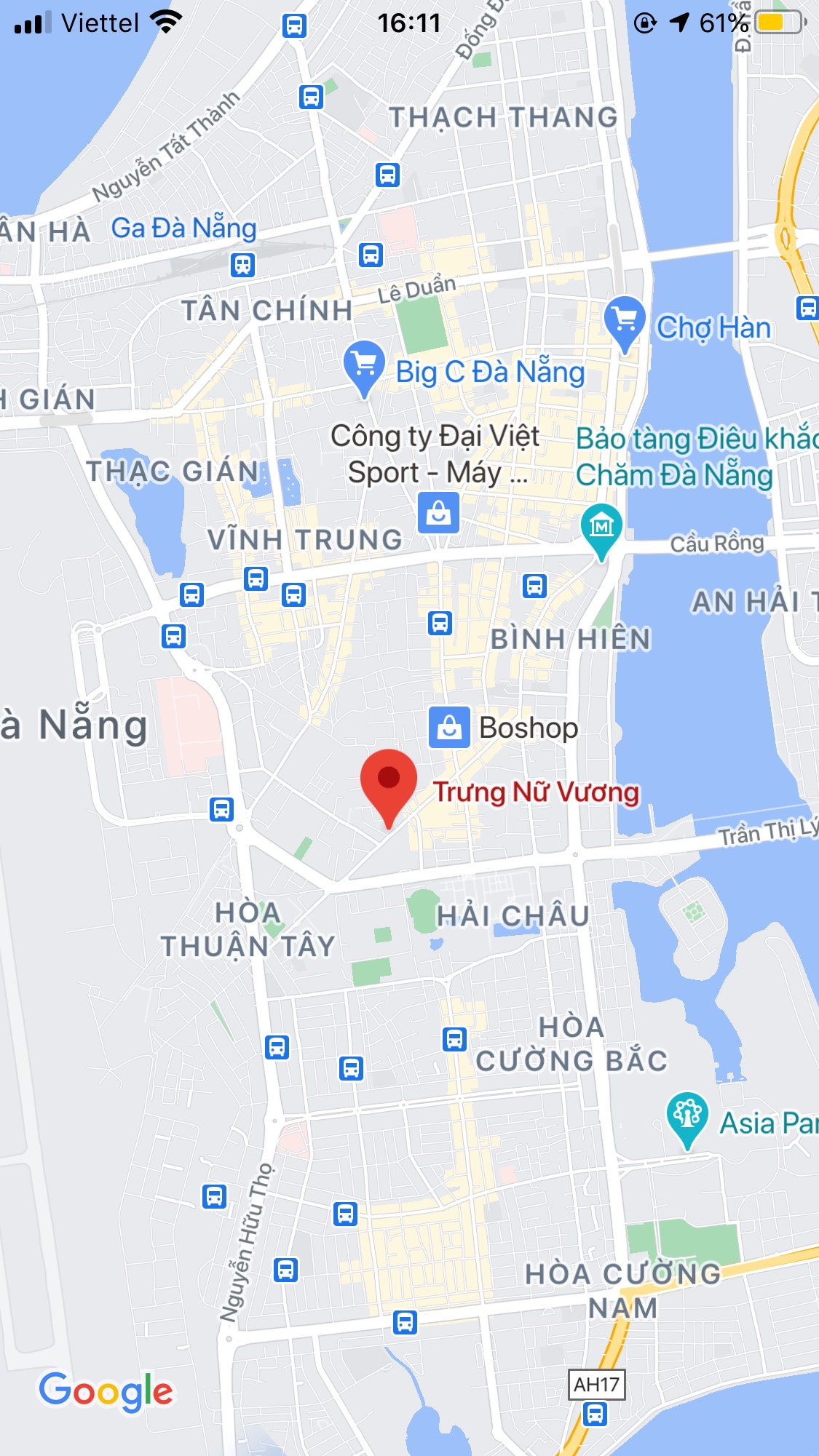 Bán đất đường Trưng Nữ Vương, Phường Hòa Thuận Đông, Quận Hải Châu. DT: 67,1 m2. Giá: 2,35 tỷ