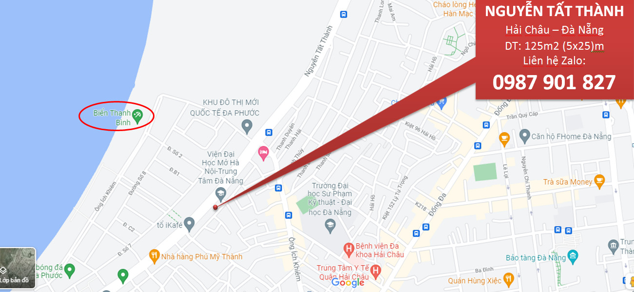 Bán đất mặt tiền đường Nguyễn Tất Thành, Hải Châu, Đà Nẵng DT: 125m2. (5x25)m