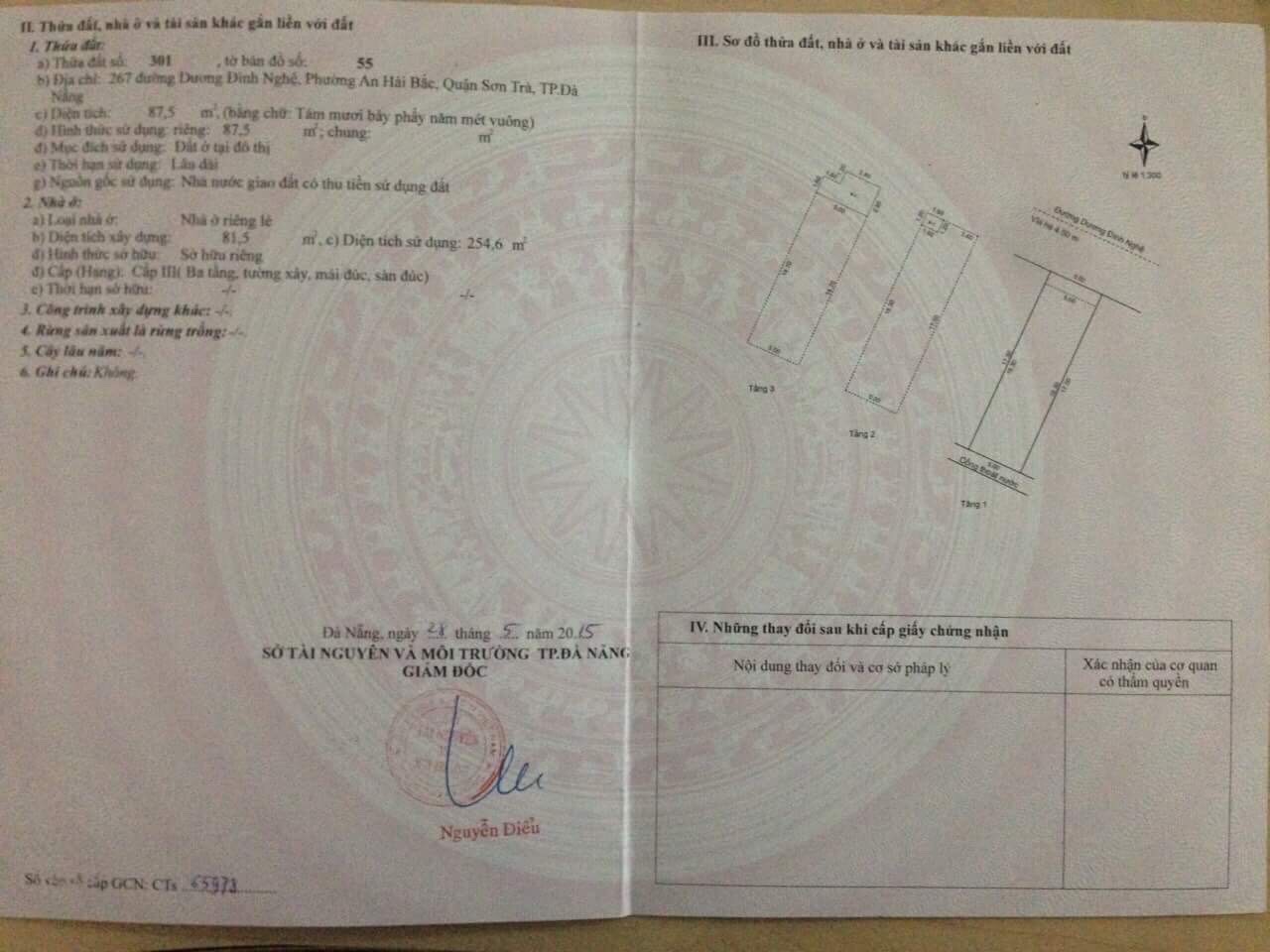 chính chủ cần bán căn nhà 3 tầng mặt tiền đường Dương Đình Nghệ, phường An Hải Bắc, quận Sơn Trà, Tp. Đà Nẵng