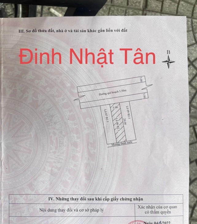 Chính chủ gửi bán lô đất mặt tiền Đường 5m5 sát đường Đinh Liệt- Hoà An- Cẩm Lệ: