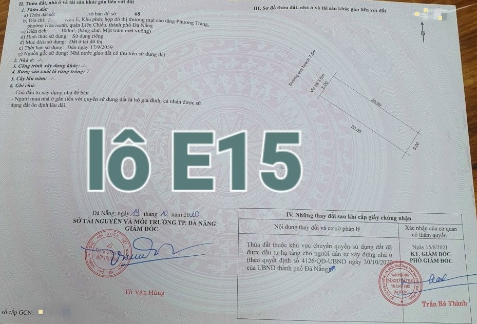 Chính chủ chào Bán lô đất Khu E15 Kim Long - Liên Chiểu - Đà Nẵng