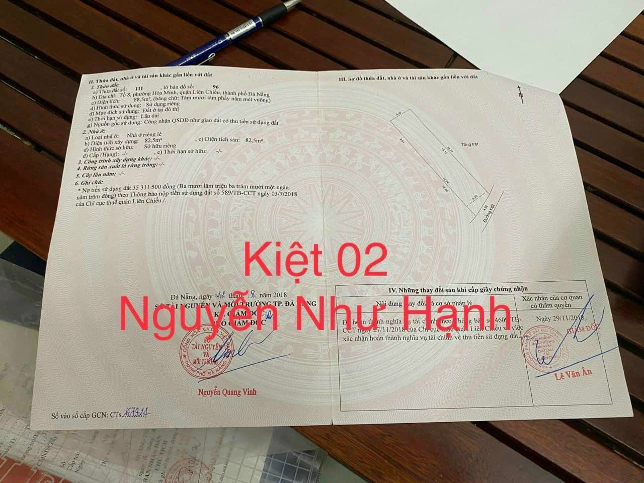 Chính chủ gửi bán lô đất Kiệt 02 Nguyễn Như Hạnh- Hoà Minh- Liên Chiểu: