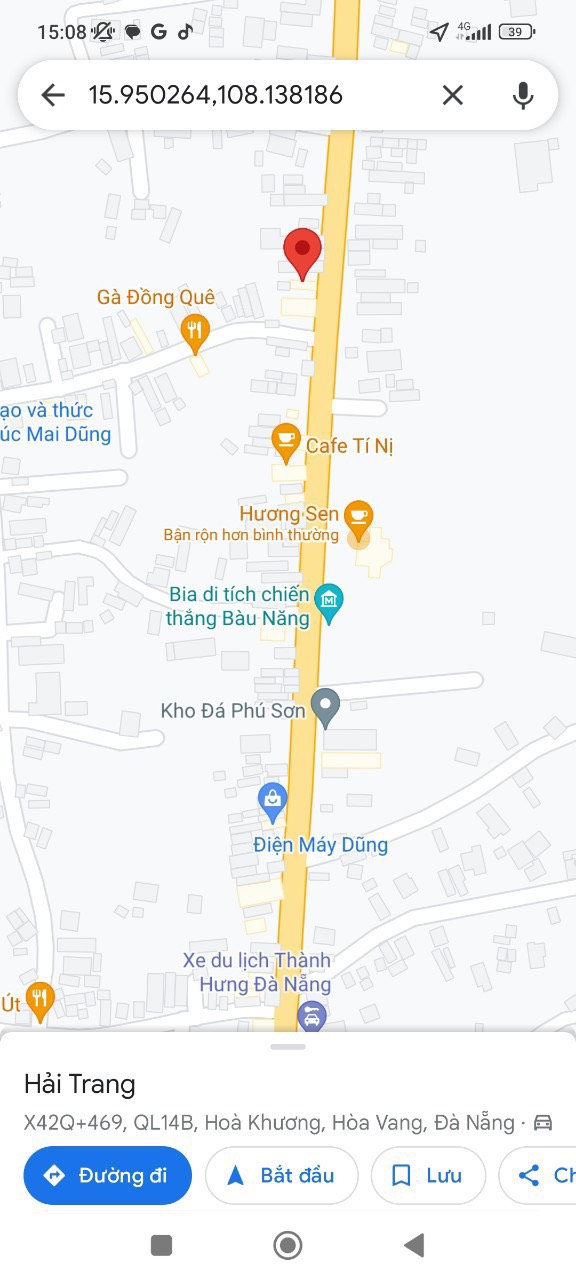 Bán đất mặt tiền Đường 14B, Xã Hòa Khương, Hòa Vang, Đà Nẵng diện tích 129m2  giá 2.3 Tỷ