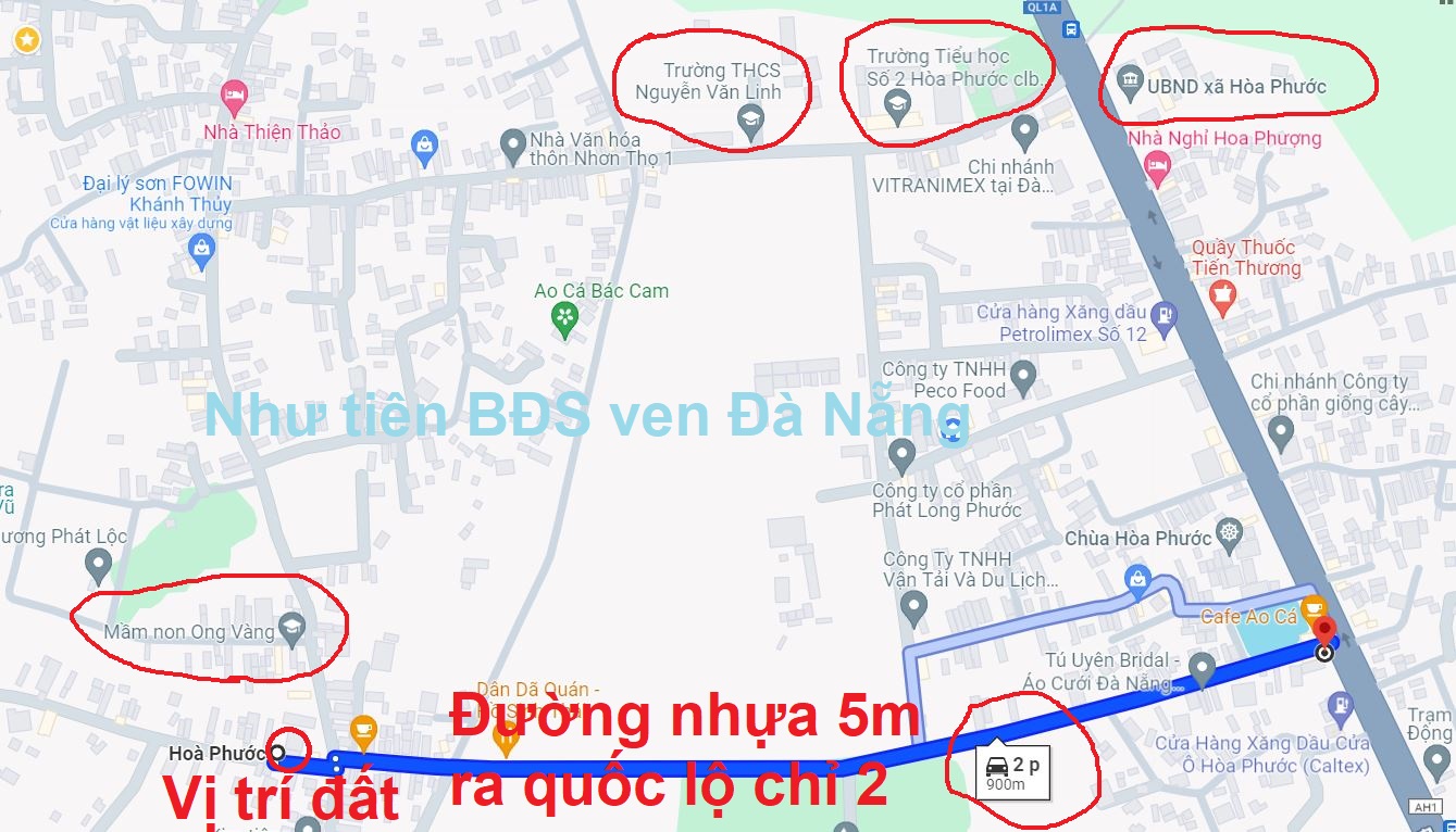 1. Bán lô đất Hòa Phước, Đà Nẵng mặt tiền đường nhựa 5m giá 1.1x tỷ, hơn 100m2