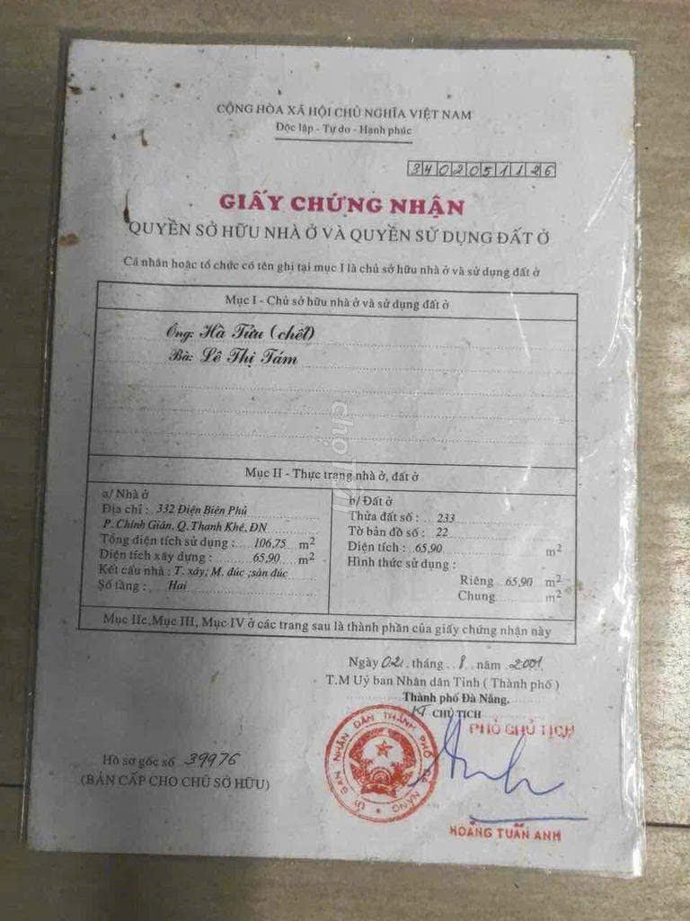 CHÍNH CHỦ BÁN NHÀ MẶT TIỀN ĐƯỜNG ĐIỆN BIÊN PHỦ – THANH KHÊ, ĐÀ NẴNG