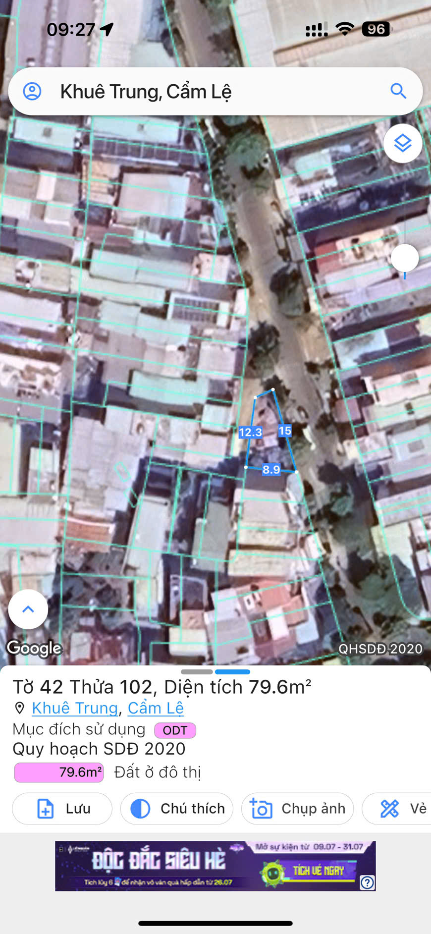 Bán lô đất 15met MT Bùi Xương Trạch (Khuê Trung, Cẩm Lệ)