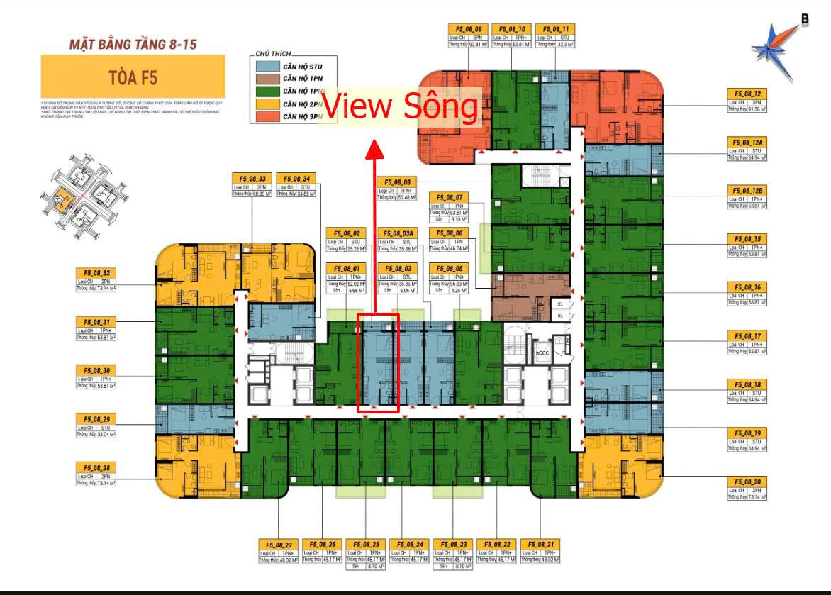Độc quyền căn STU tầng 16, căn 02, tòa F5 Sun FourS, View sông trực diện, chỉ 1.7 tỷ giá gốc CDT