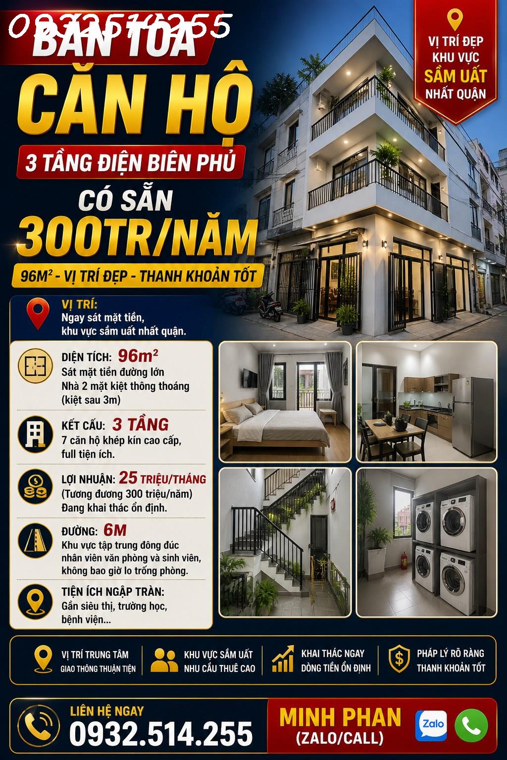 Toà Căn Hộ Thu Nhập 300tr/Năm - Đường Điên Biên Phủ - Giá Bán Chỉ 7 tỷ xxx - Kiệt ô tô 6m - Thanh Khê