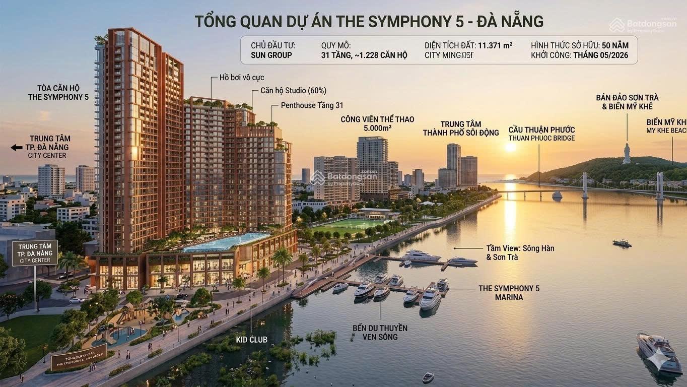 Chỉ dự từ 1,9ty sở hữu căn studio view sông tại tòa Sun Symphony5